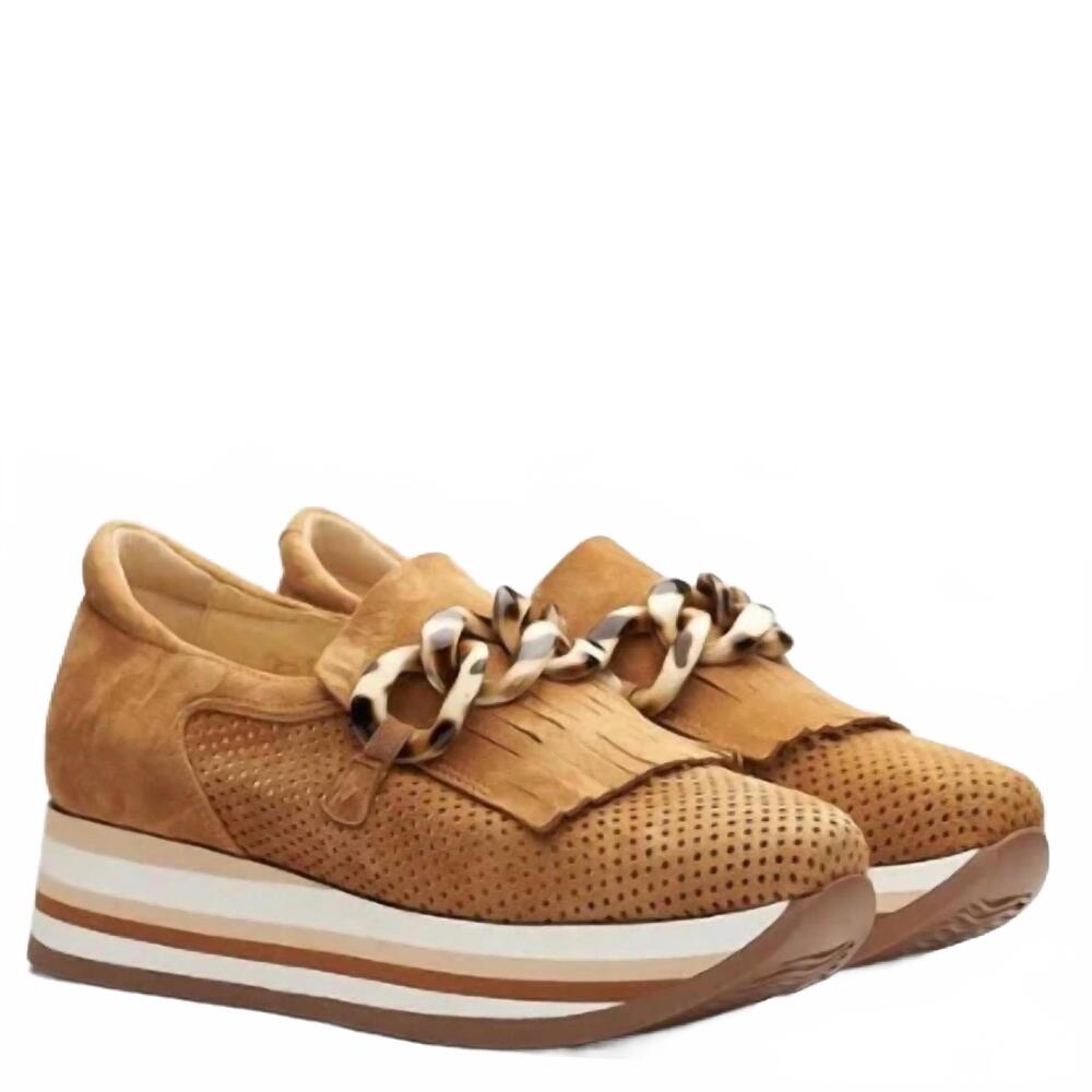 NEW SOFTWAVES women's carly platform sneakers in cognac